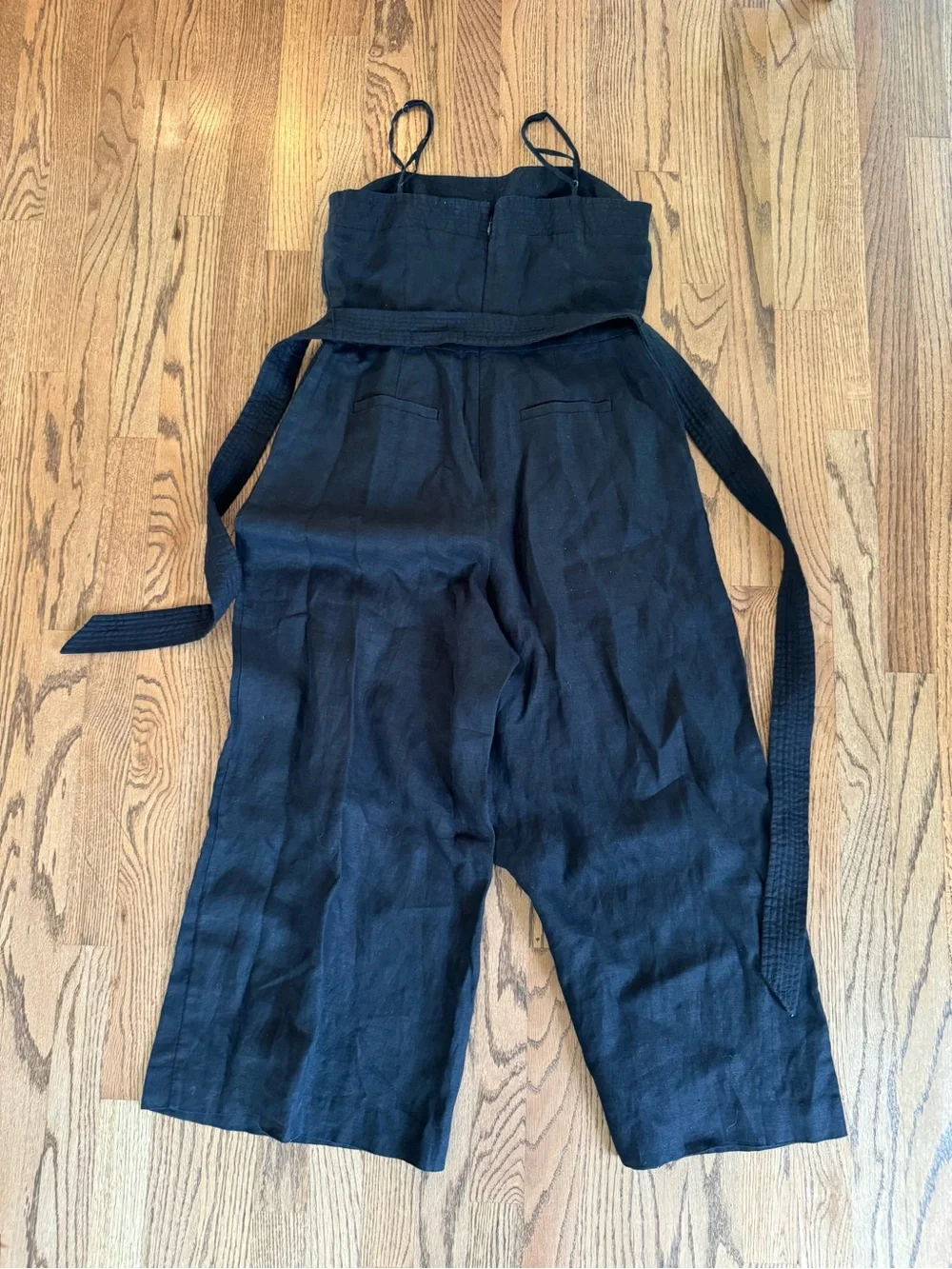 J. Crew black linen wide leg jumpsuit